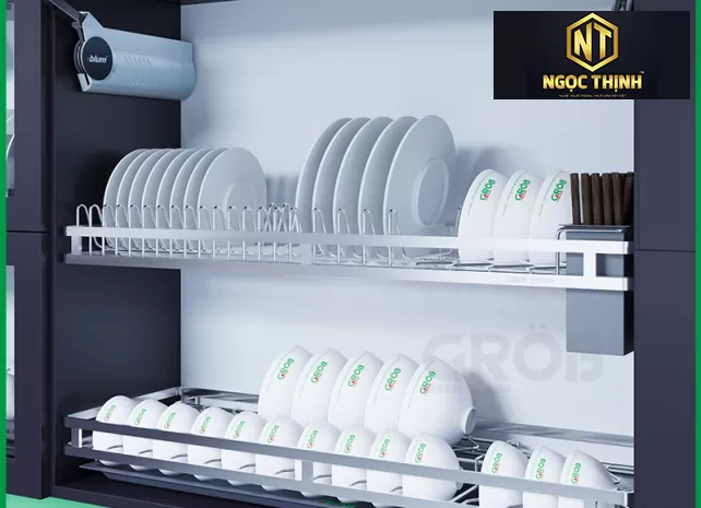 Giá bát cố định 2 tầng nan dẹt SUS304